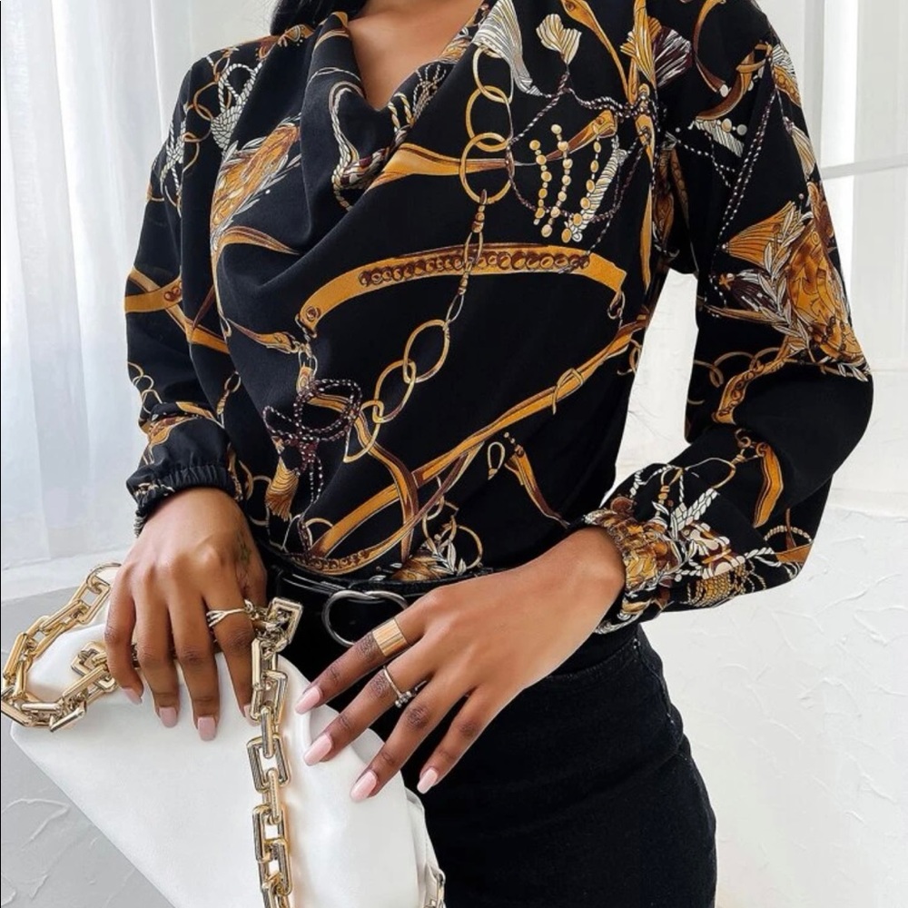 Neck chain Print Blouse